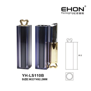 Tube de rouge à lèvres transparent avec capuchon en forme de cœur, emballage vide pour baume à lèvres, étui cosmétique en ABS, estampage à chaud - Product Image 2