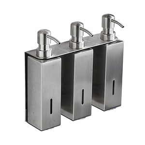 도매 블랙 <span class=keywords><strong>3</strong></span> in 1 호텔 욕실 샴푸 디스펜서 벽걸이 형 SUS 304 트리플 액체 비누 디스펜서 - Product Image 3