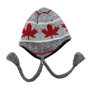 Garçon chapeaux d'hiver à motif tricoté en polaire avec tresses