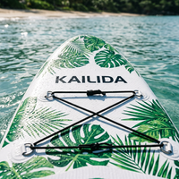 Planche de paddle gonflable de 11' avec laisse de sécurité pour la pagaie et la cheville, idéale pour les journées ventées