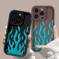 Coques de téléphone antichoc à effet flamme bleue pour iPhone 17 Air 16 15 Plus Pro Max 14 13 12 11 X – Housse de protection personnalisable avec image et logo