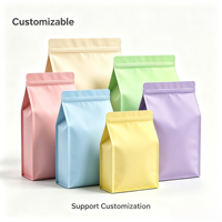 Sachet d'emballage alimentaire jetable personnalisé en BOPP à huit soudures latérales, pochette de rangement en plastique pour chocolats et bonbons avec fenêtre latérale transparente