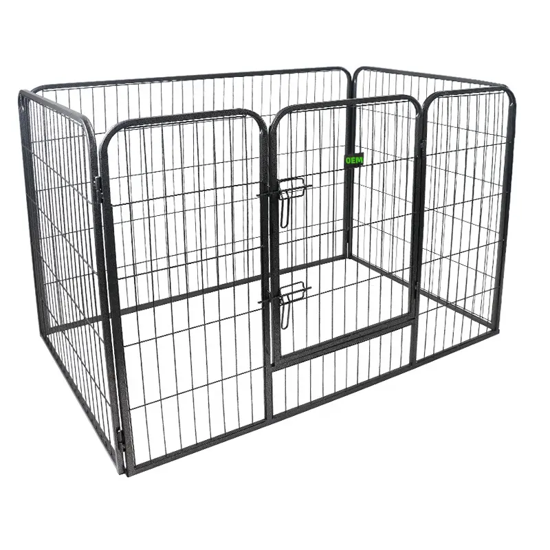 Large heavy duty 4 panels black tall dog playpen crate fence pet kennel exercise playpen kennel big cage for dog run training