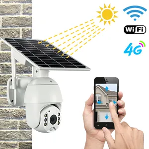 Wireless Street Intelligent PTZ Surveillance Camera Solar Outdoor / 4g WiFi Solar Sensor Light Panels CCTV Network Camera