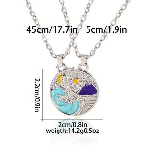 Ensemble de colliers Totem <span class=keywords><strong>Tai</strong></span> <span class=keywords><strong>Chi</strong></span> Bagua, meilleurs amis, soleil et lune assortis, meilleur ami, couple, collier pendentif TAIJI - Product Image 4