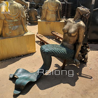 Sculpture de sirène en bronze grandeur nature RELONG, personnalisable, décoration de jardin extérieure à vendre