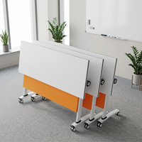 Table de bureau pliante moderne en métal et bois avec plateau réglable et chaises, ensemble complet pour salles de réunion et écoles