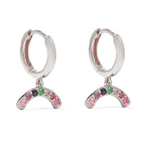 Gemnel sterling silver <span class=keywords><strong>925</strong></span> gioielli prezzo per <span class=keywords><strong>grammo</strong></span> gioielli di moda arcobaleno huggie moon charm orecchini a cerchio per donna - Product Image 6
