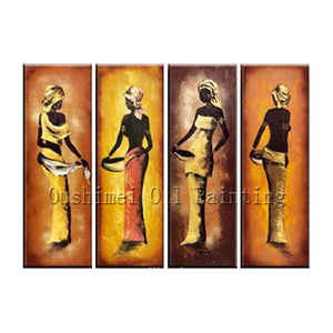 Superbe Portrait <span class=keywords><strong>de</strong></span> Femme Moderne Art Peint à la Main Peinture à l'Huile Toile Décoration Murale <span class=keywords><strong>Femmes</strong></span> Noires Portant Des Foulards Taille Personnalisée Décor À La Maison - Product Image 1