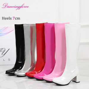 Botas de Fiesta Altas hasta la Rodilla de Tacón Cuadrado de 7 cm, Tallas Grandes, Colores Personalizados, Estilo Sexy Retro Gótico para Vestir, Botas Go-Go de los Años 60 y 70 para Mujer - Product Image 1