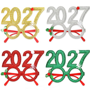 Occhiali Natalizi 2027 con Numeri Creativi, Divertenti Decorazioni per Feste e Accessori per Foto di Capodanno, Montature in Plastica Glitterate - Product Image 2