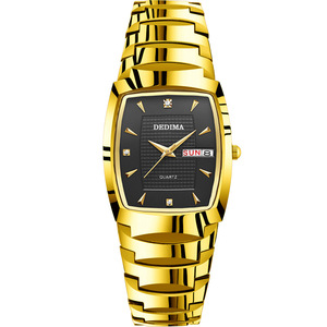 Nuova moda full gold per gli amanti degli uomini e delle donne doppio calendario impermeabile in acciaio cinturino diamante orologio commercio estero transfrontaliero - Product Image 2