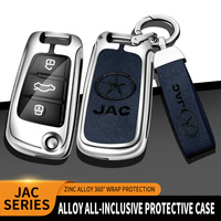 Casing Penutup Kunci Mobil Kulit Aloi Seng Lipat Flip untuk JAC JS2 S2 S3 S5 S7 T40 T50 Sei 3 2019 2021 A5 R3 Aksesori Mobil