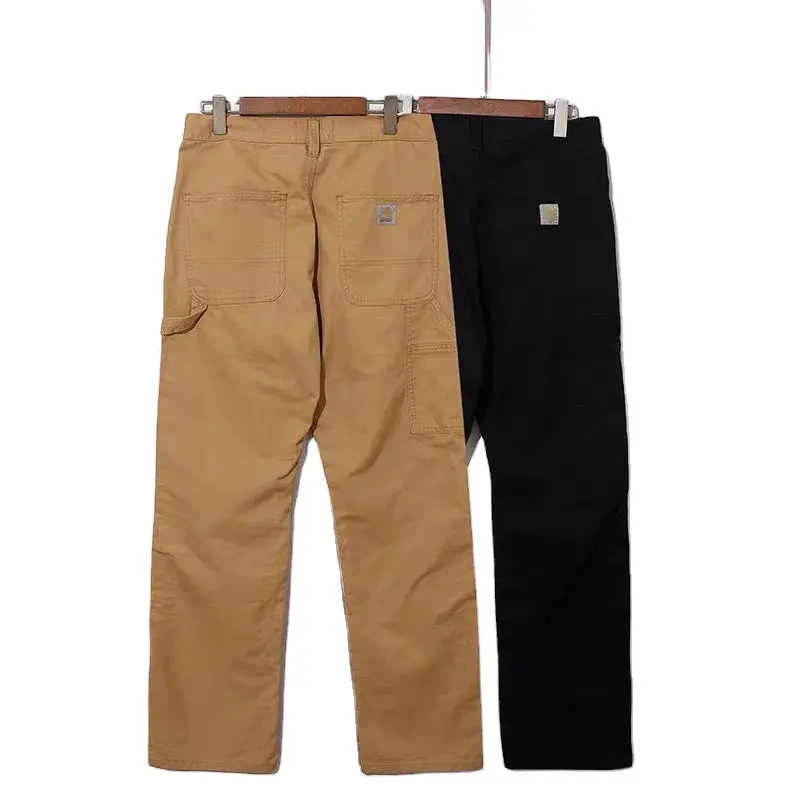 Pantalones con logotipo personalizado para hombre, pantalones cargo vintage de talla grande, 260g, 100% algodón, tela de sarga pesada