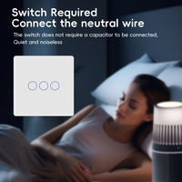 Smartdust Tuya Zigbee Smart Switch Cadre en aluminium argenté EU Fil neutre requis Light Touch Compatible Alexa Google Home 10A