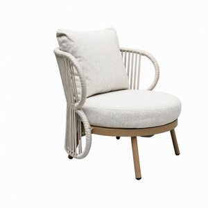 Ensemble <span class=keywords><strong>de</strong></span> <span class=keywords><strong>salon</strong></span> <span class=keywords><strong>de</strong></span> <span class=keywords><strong>jardin</strong></span> nordique contemporain en aluminium et corde tressée avec coussins hydrofuges et table basse en pierre frittée - Product Image 4