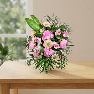 Artificial Silk Handmade Modern Style Peony Blush Sunburst <b>Wall</b> Arrangement for Valentine's Day - Product Image 3