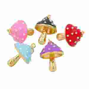 Liontin Perhiasan Jamur Trendy Berlapis Emas Tembaga Warna-warni <span class=keywords><strong>3D</strong></span> Enamel Aksesoris Kalung Liontin DIY Hadiah Perhiasan - Product Image 1