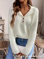 Pull en tricot à col polo pour femme, style preppy, Old Money Academia, style classique