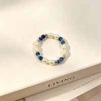 Elastischer Ring für Damen Weiße Natürliche Süßwasserperlen AA-Qualität Reisform Saatperlen Luxuriöser Stil Vielseitig für Alltag und Party