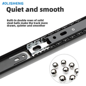 Glissières de tiroir télescopiques modernes AOLISHENG à roulement à billes 3 voies, extension complète 45 mm, système silencieux pour <span class=keywords><strong>cuisine</strong></span>, chambre et extérieur - Product Image 5