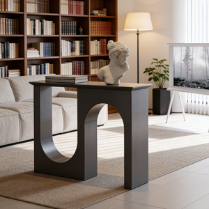 Meuble console moderne et durable de luxe noir à double arche avec découpe en U, en bois, pour salon, salle à manger, <span class=keywords><strong>cave</strong></span> à <span class=keywords><strong>vin</strong></span> - Product Image 3