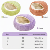 Lit pour chat en peluche douce, nid pour animaux de compagnie semi-fermé, lavable, pour chats et chiots