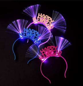Diadema LED <span class=keywords><strong>de</strong></span> Año Nuevo con Fibra Óptica, Aro Luminoso para el Cabello, Tiaras Brillantes para Fiestas, Accesorios Festivos - Product Image 1