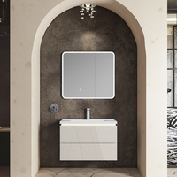 Vanité de salle de bain Usine Prix de gros Blanc Peinture Pvc Vanité de salle de bain Armoire Ensemble