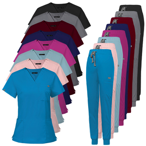 Trajes de Enfermería de hospital Unisex de moda uniformes médicos elásticos cómodos con mangas cortas y cuello en V - Product Image 4