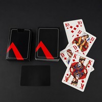 Jeu de cartes à carreaux bleus et blancs, dos de carte à motifs standard, faces de cartes imprimées, boîte de rangement en papier écologique, coins arrondis, pour la famille