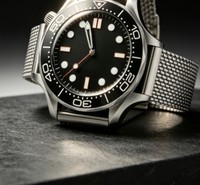 Montre de plongée sportive pour hommes, avec lunette rotative, aiguilles lumineuses, bracelet en maille d'acier inoxydable, montre masculine