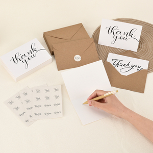 Set di Biglietti di Ringraziamento Personalizzati con Logo Stampato, Piegati a Mano, con Buste in Carta Kraft per Aziende e Matrimoni - Product Image 4