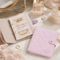 Carnet carré en cuir PU avec logo personnalisé, organiseur de bijoux, bouton-pression, pages amovibles, rangement de voyage, 21x14,5cm, modèle EQ119