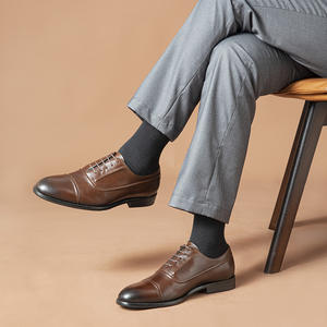 Zapatos de Vestir de Diseño para Hombre, Hechos a Mano, con Punta en Pico, de Cuero Genuino VALENTINA, con Cordones Oxford, Ligeros, Transpirables y Antideslizantes - Product Image 4
