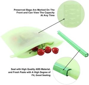 Reusable Silicone Leakproof Vacuum Ziplock Kitchen Food Storage Bag Eco-Friendly 500/1000/1500ml Food Grade Fresh-Keeping 6 <b>Pack</b> - Product Image 2