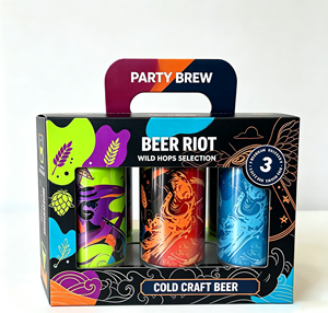 Cajas Rígidas de Papel Kraft de Grado Alimenticio, Impresión a Cuatro Colores Personalizada, Ventana Transparente, Empaque de Regalo para Set de Cerveza Artesanal - Product Image 3