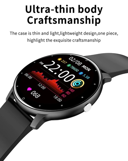 ZL02 Sport Smartwatch Women Touch Screen Fitness Activity Monitor IP67 Waterproof Wrist Watch Compatible with Android