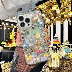 Custodia per telefono in TPU di lusso con glitter <span class=keywords><strong>a</strong></span> forma di farfalla e peonia, con strass, per iPhone 16 15 14 13 12 Pro Max, per donne e ragazze - Product Image 2