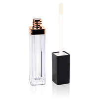 Tubos de Brillo Labial Cuadrados Personalizados, Vacíos, Esmerilados, Transparentes, con Tapa de Rosca y Aplicador Grueso, Impresión Serigráfica