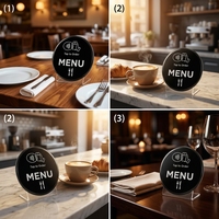 Support de menu de table personnalisé étanche en PVC avec surface époxy, carte NFC et autocollant NFC rond pour avis sur les réseaux sociaux 100*100mm/80mm/100mm