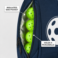 Sac à dos de pickleball en polyester avec logo personnalisé, compartiment pour raquettes et bretelles réglables pour les sports de terrain