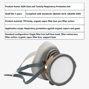 <span class=keywords><strong>Masque</strong></span> anti-poussière professionnel pour le travail, élément filtrant catalytique, <span class=keywords><strong>masque</strong></span> demi-visage réutilisable en TPE avec <span class=keywords><strong>cartouche</strong></span> filtrante pour vapeurs organiques - Product Image 2