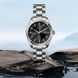 Montre HANNAH MARTIN, fabrication japonaise, bracelet en acier inoxydable noir, personnalisable avec votre logo de marque. - Product Image 3