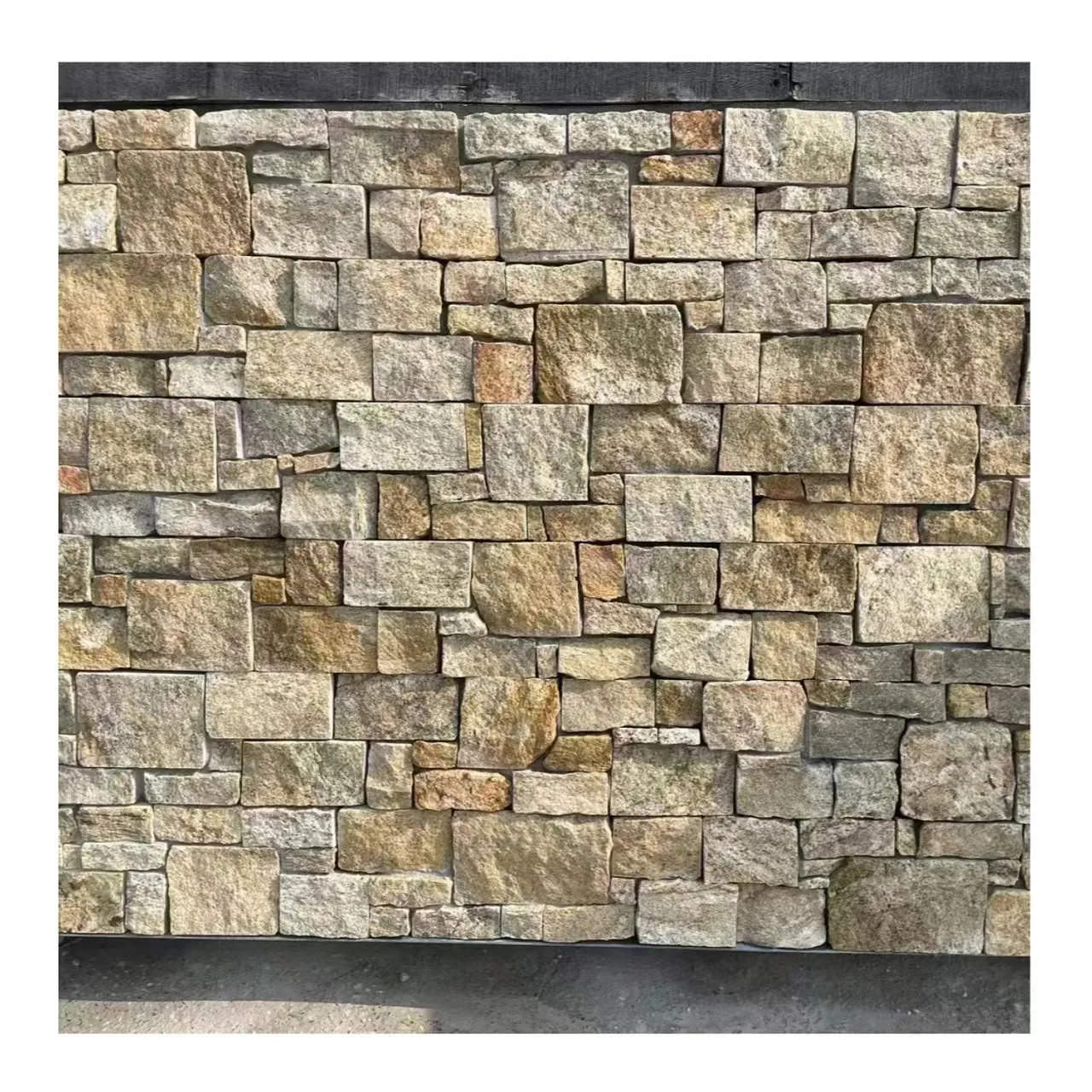 Batu Kapur batu alam kuartzite kuning Freeform eksterior dekoratif batu Veneer ditumpuk batu penutup Dinding