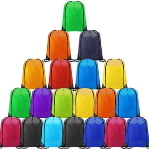 Sac à cordon unisexe en polyester imperméable avec logo personnalisé pour le sport, la gym, sac à dos pliable avec cordon de transport, cadeaux promotionnels - Product Image 1