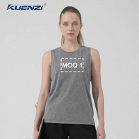 Kuenzi - Camiseta sin mangas para mujer, 100% algodón, 230GSM, de alto gramaje, lisa, con logotipo personalizado, estilo vintage lavado y desgastado, para streetwear, venta al por mayor