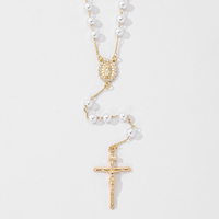 Ovale Guadalupe Y Forme Praye Chaîne Perle Chapelet Femmes Christian Colliers Bijoux Perle Croix Charme Collier