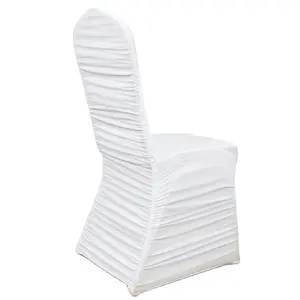 Waterproof Stretch Wedding Ruffled Chair Cover Ruffled Universal Spandex White Chair Cover