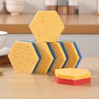 Nouvelle arrivée : Éponge de nettoyage de cuisine biodégradable naturelle, éponge filtrante en cellulose compostable, tampon à récurer durable, mousse riche